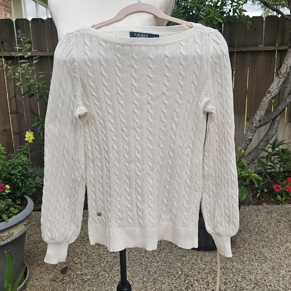 Lauren Ralph Lauren Sweaters - Lauren ralph lauren Puff Sleeve Ribbed Cable Cotton Sweater Pullover SP